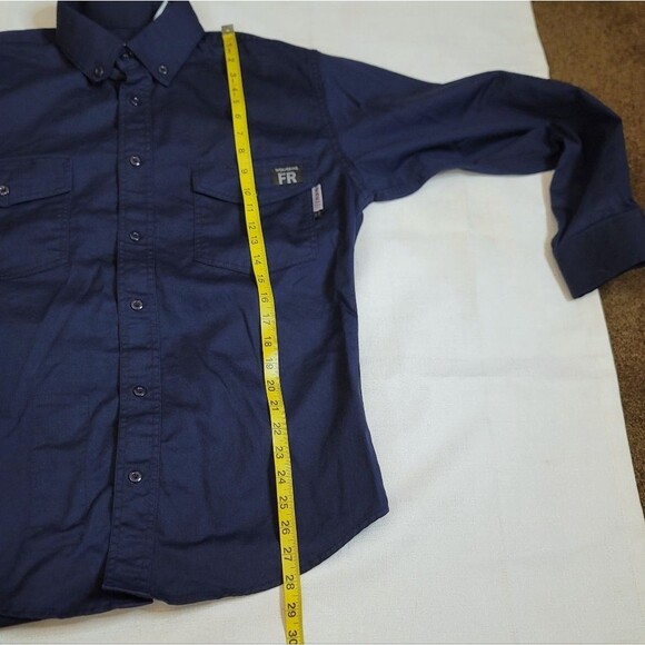 Wolverine Flame Resistant FR CAT 2 Blue Button Up Long Sleeve Shirt Size Medium - Picture 5 of 10